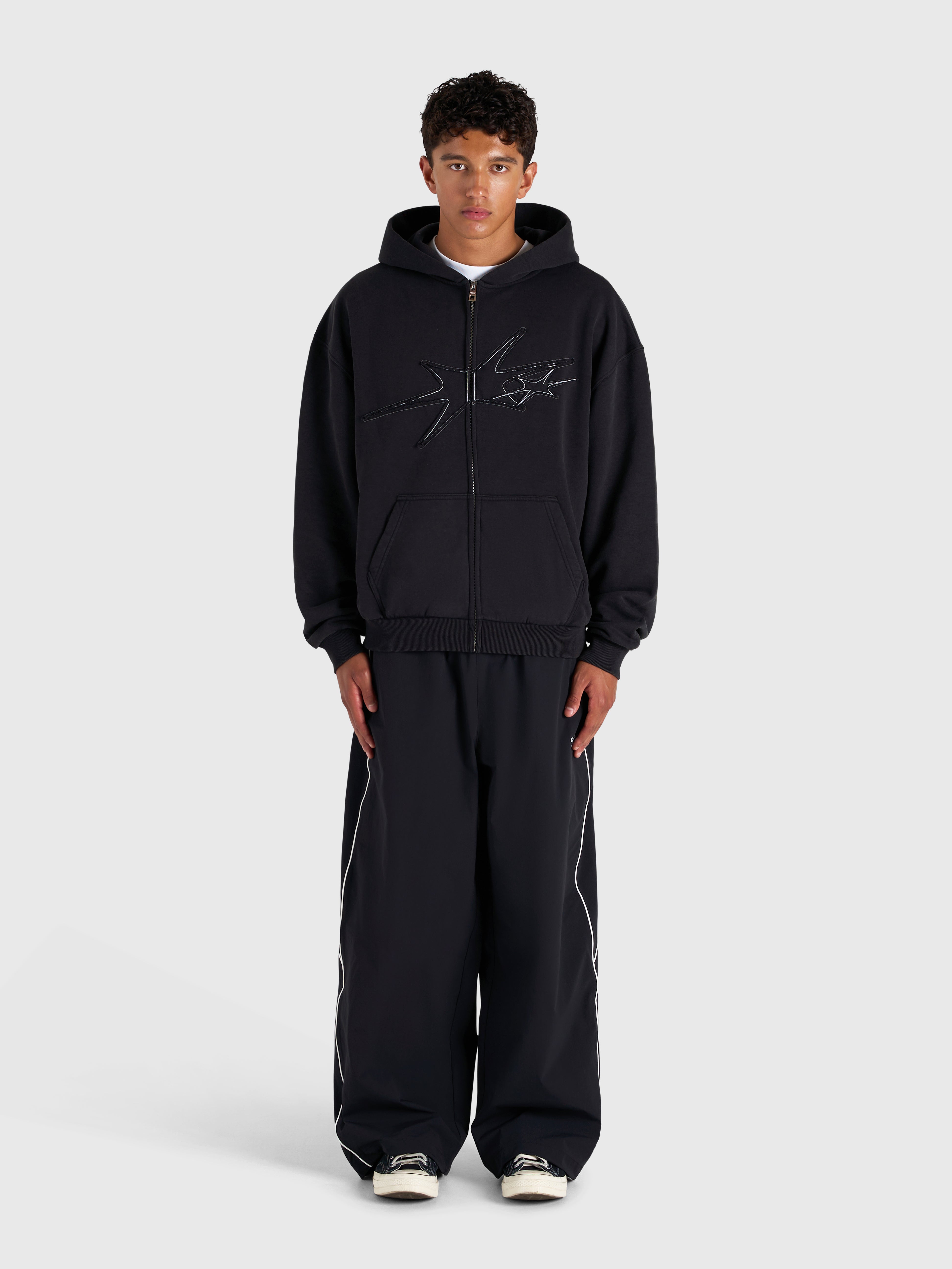 Contrast Zip Hoodie - Vintage Black/White