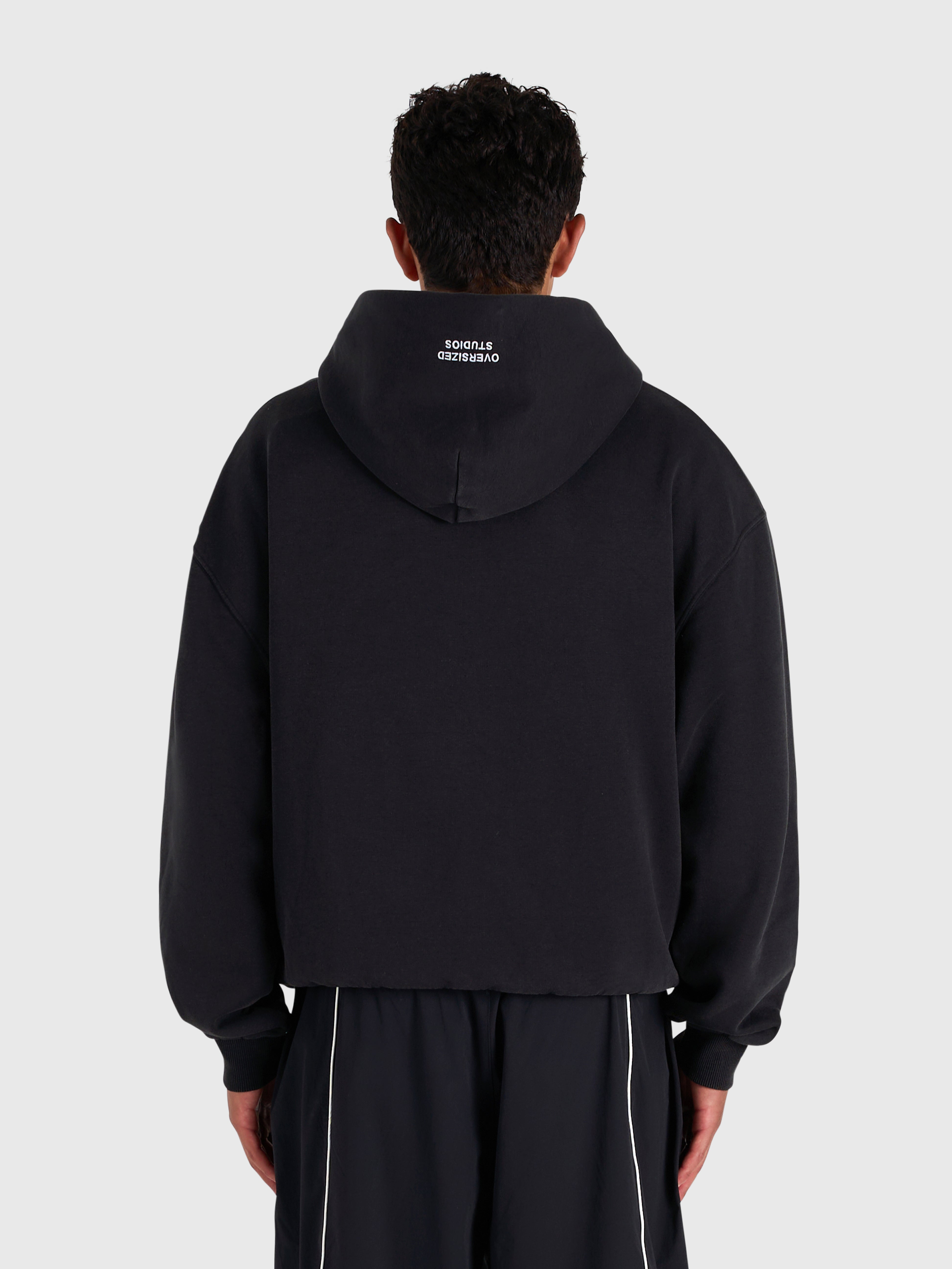Contrast Zip Hoodie - Vintage Black/White