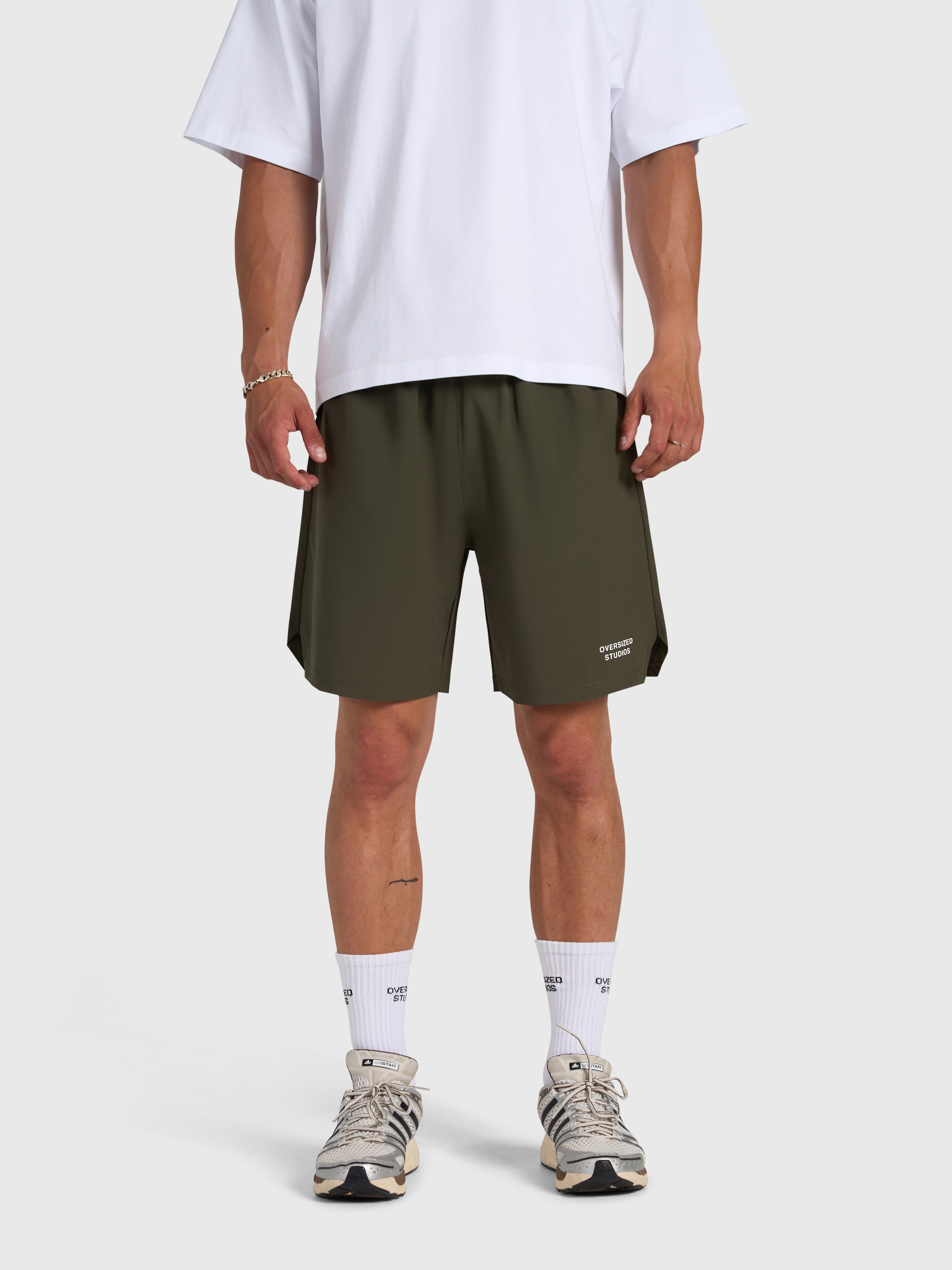Confidence V2 Tech Shorts - Army/White