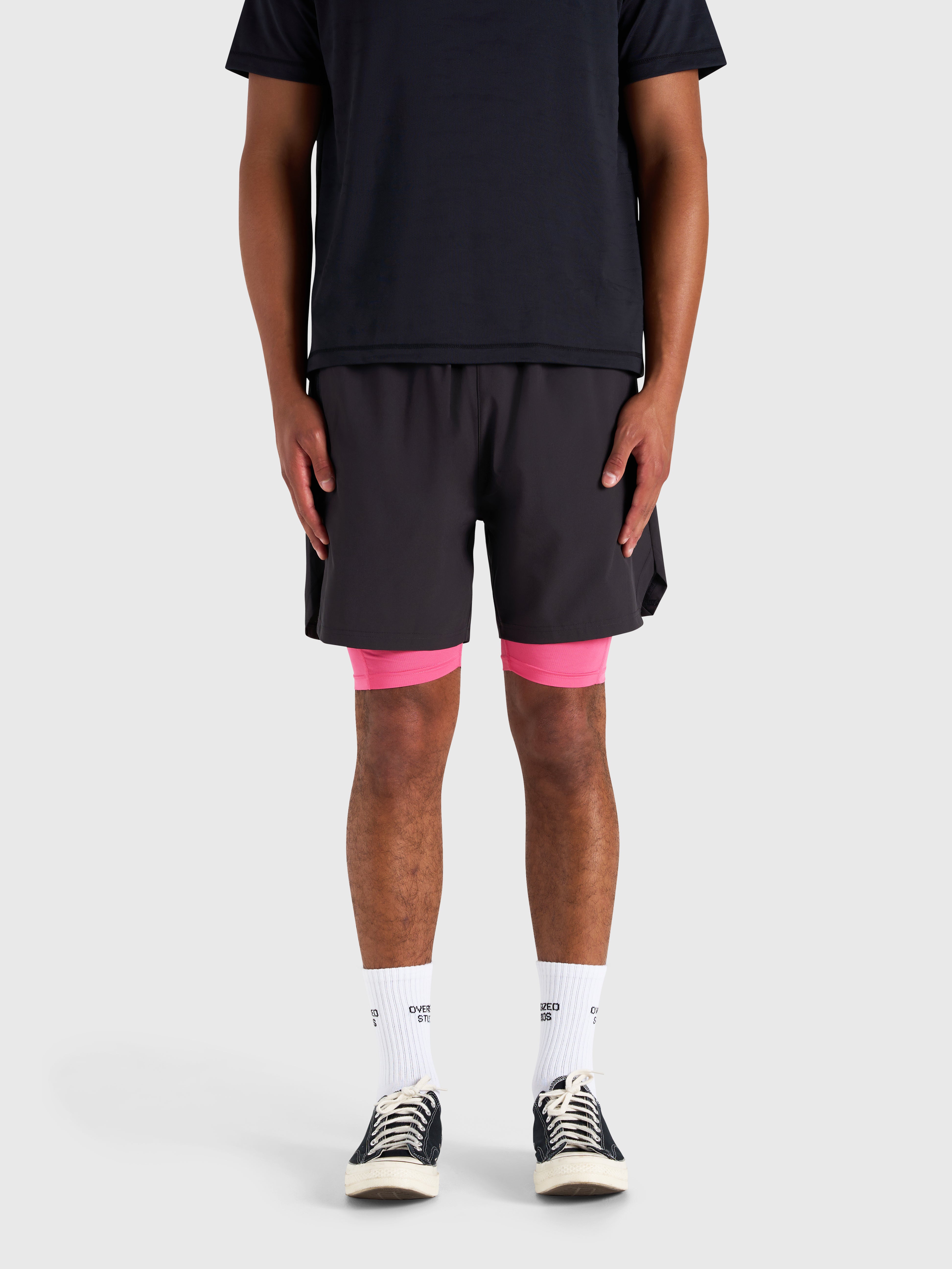 Stamina 2-1 Shorts - Black/Pink
