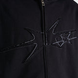 Contrast Zip Hoodie - Vintage Black/White