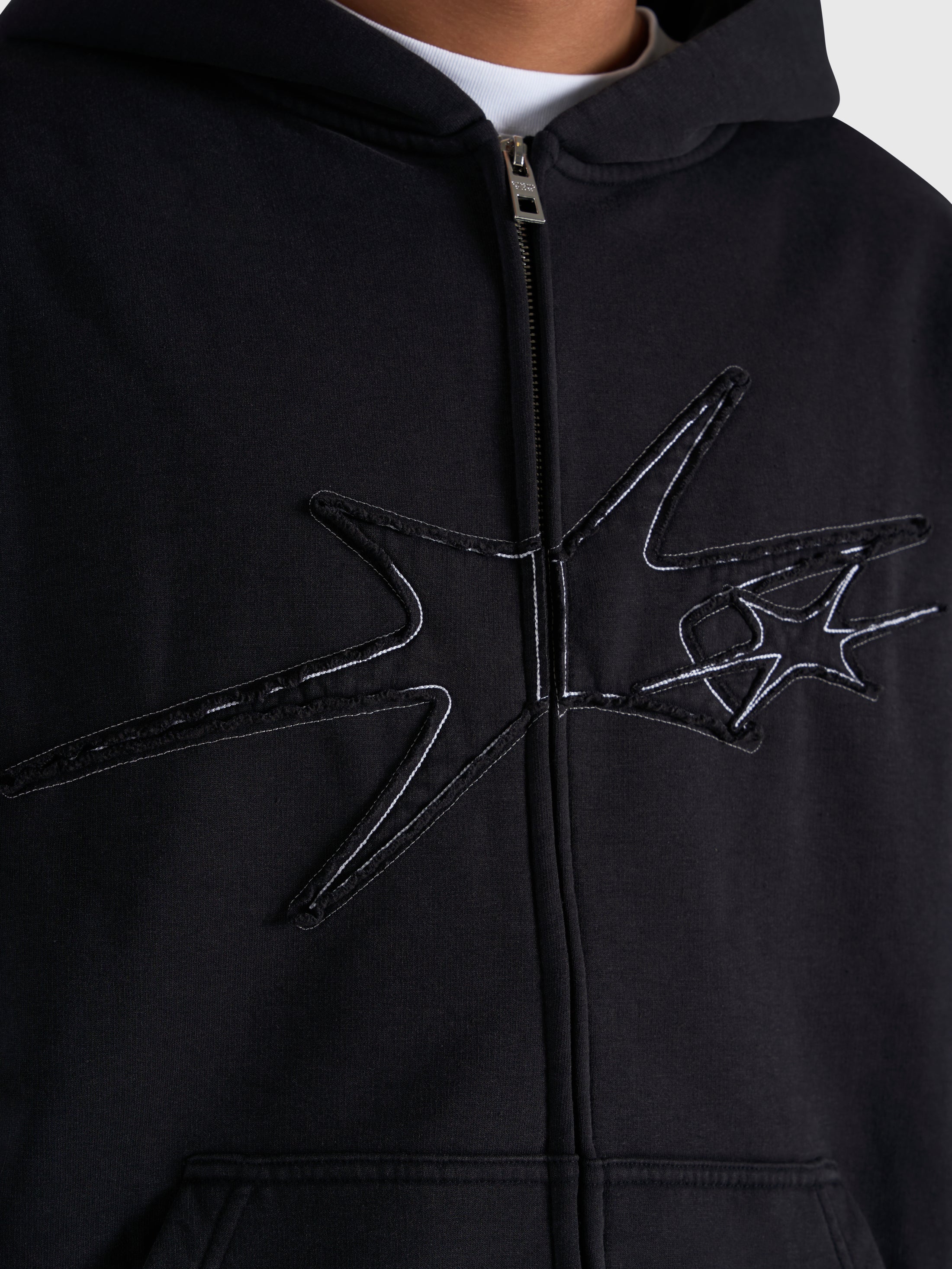 Contrast Zip Hoodie - Vintage Black/White