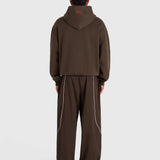 Contrast Zip Hoodie - Vintage Brown/Red