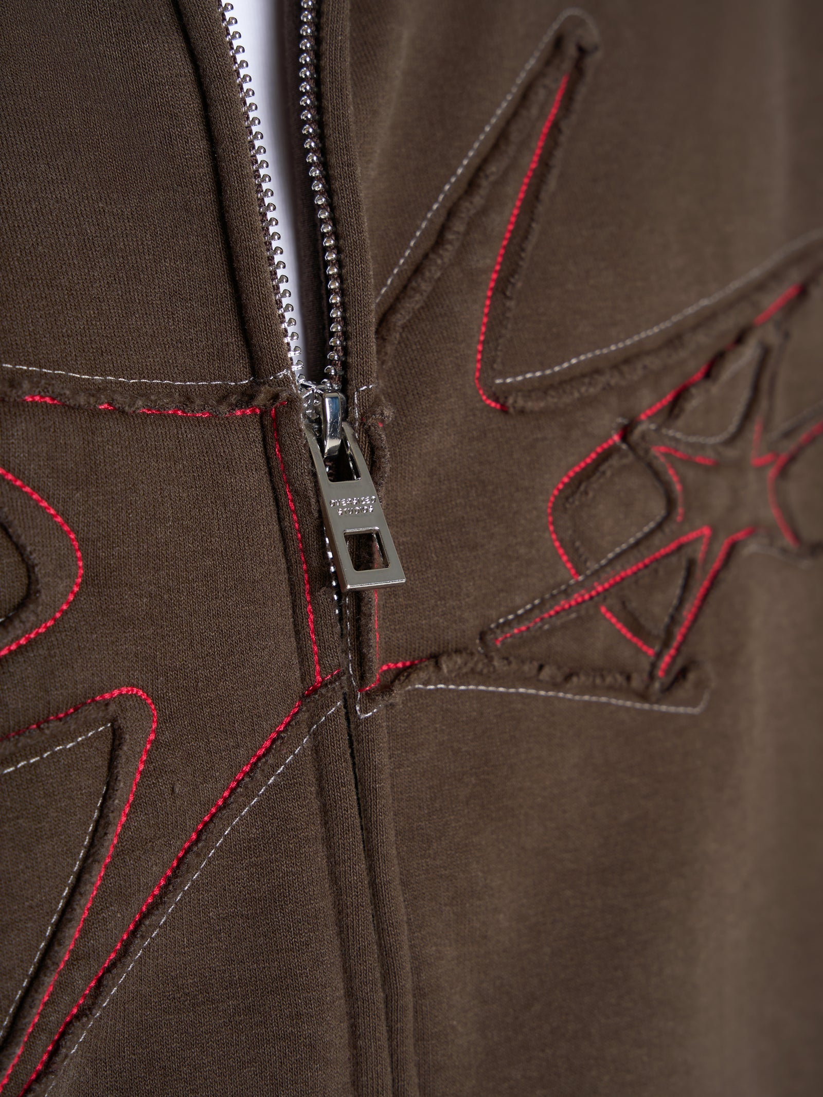 Contrast Zip Hoodie - Vintage Brown/Red
