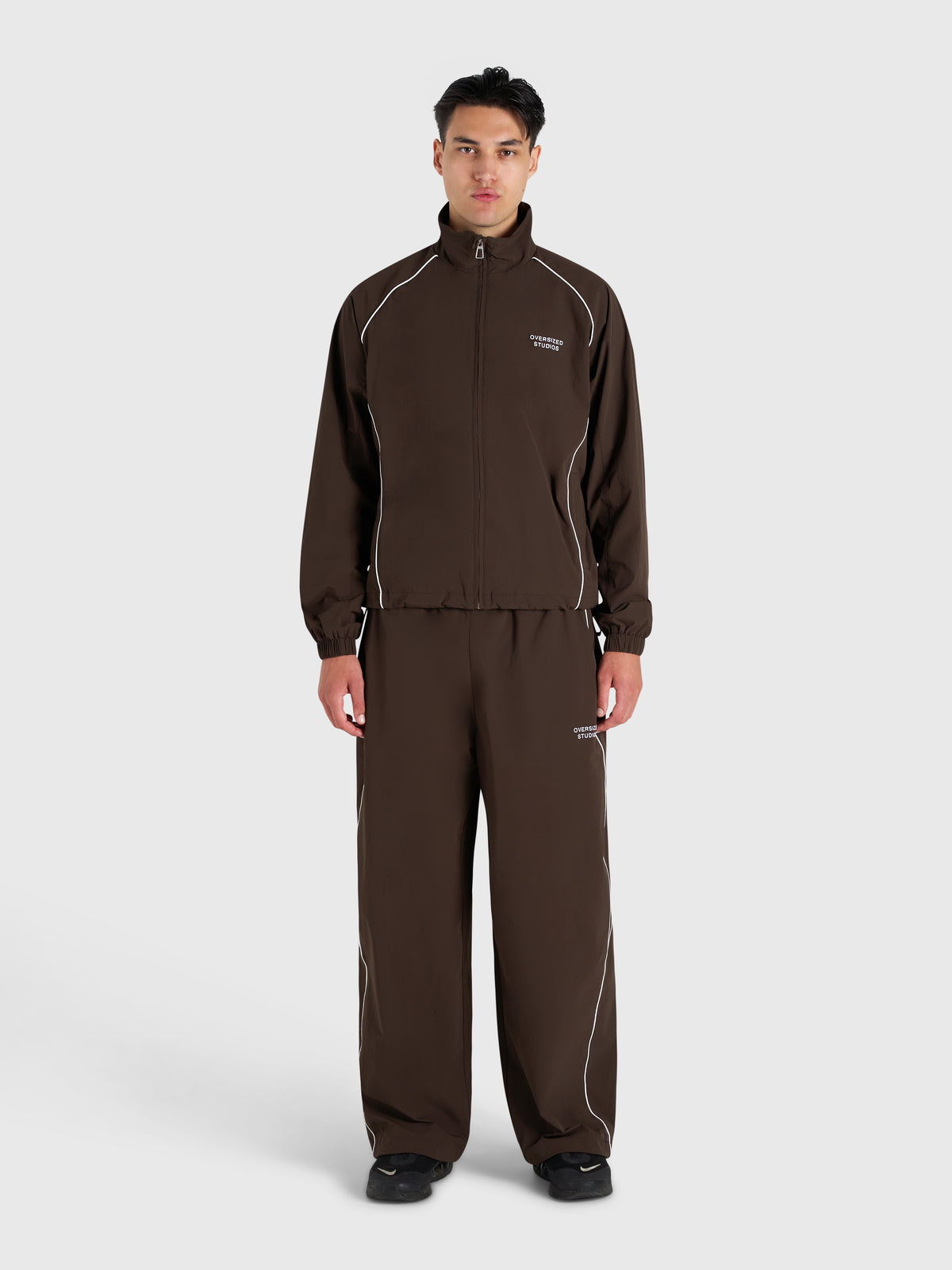 Active Track Pants - Brown/White