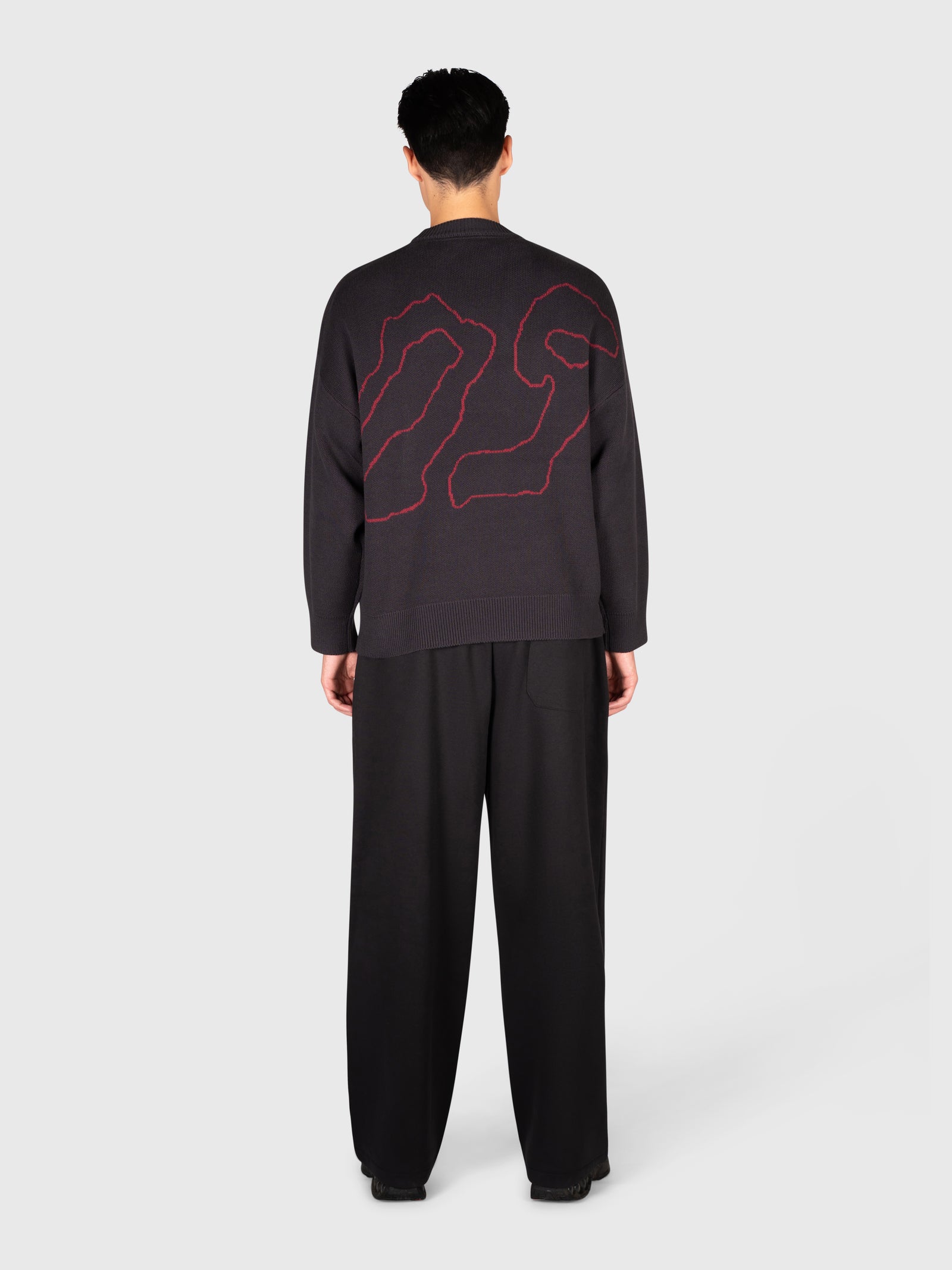 Contour Knit Sweater - Black/Red