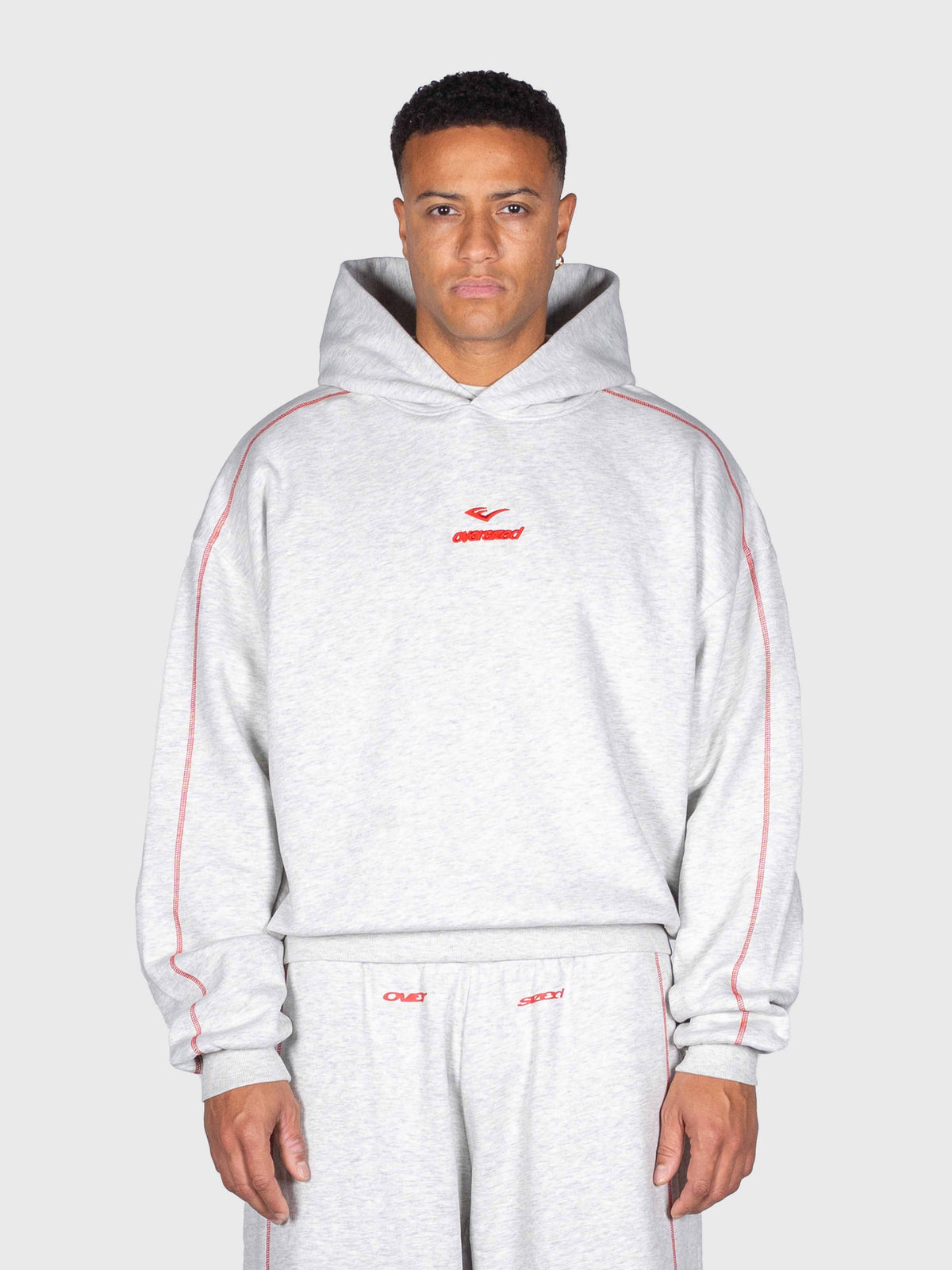 Corner Hoodie - Cloudy Grey/Red