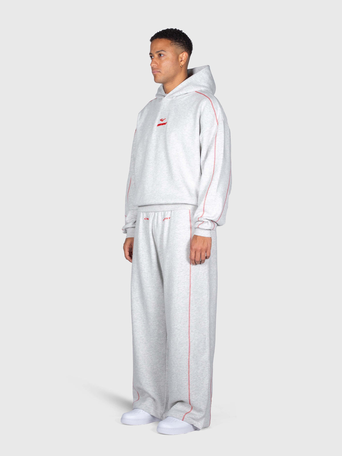 Corner Hoodie - Cloudy Grey/Red
