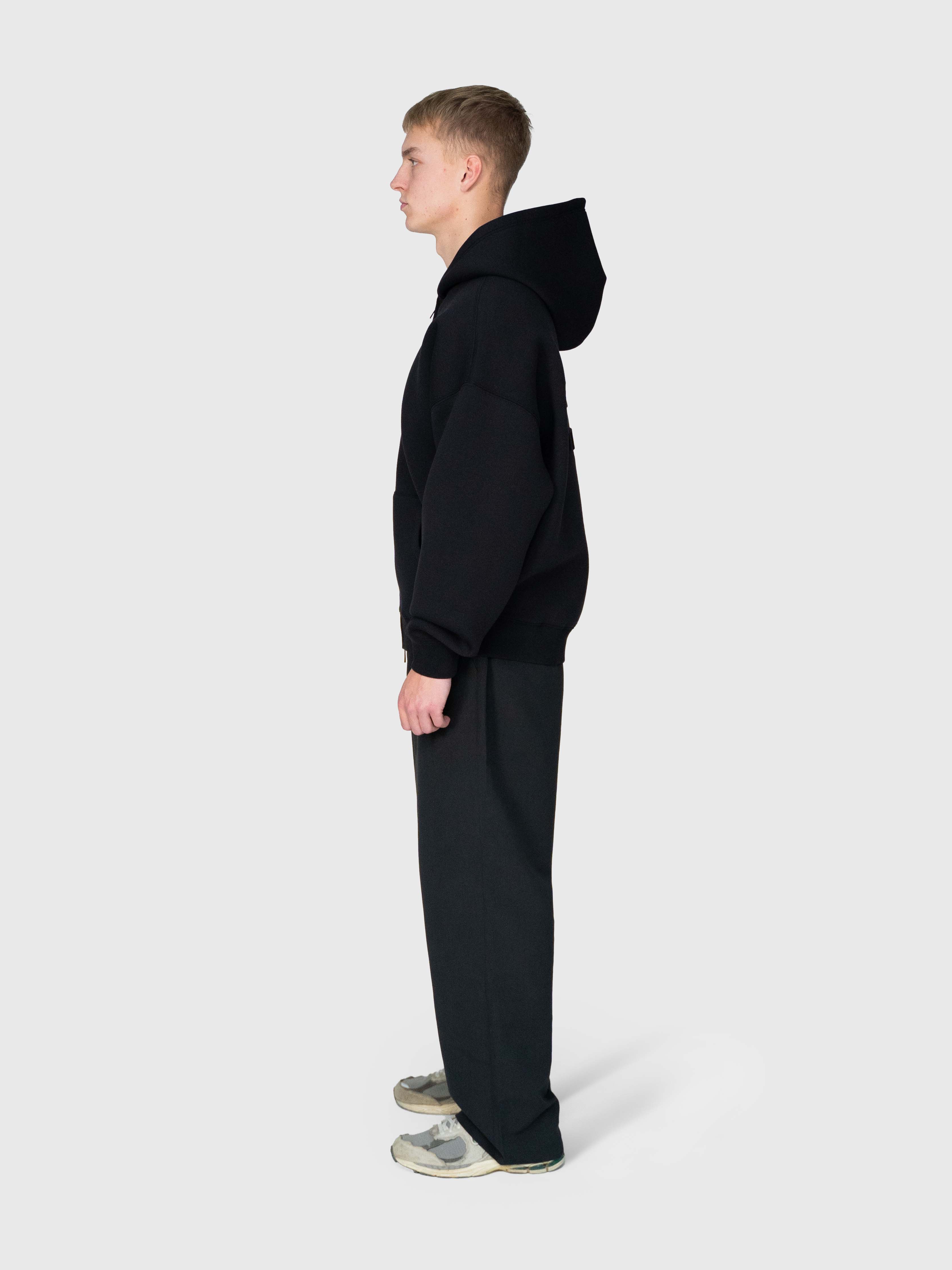 Scuba Embossed Zip Hoodie - Black