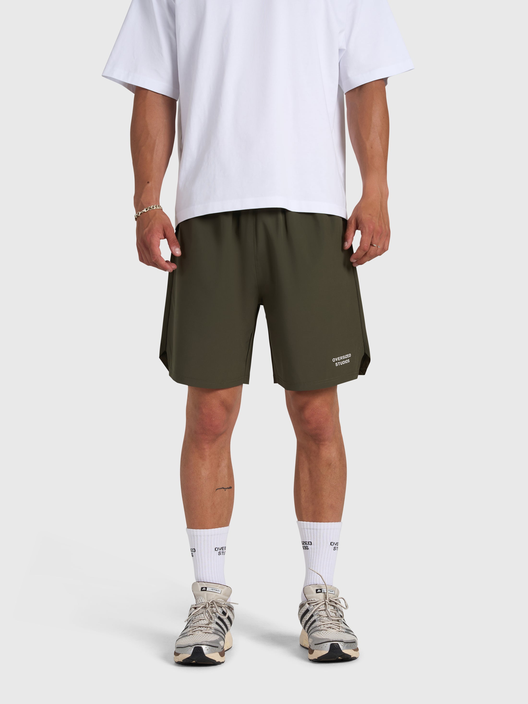 Confidence V2 Tech Shorts - Army/White