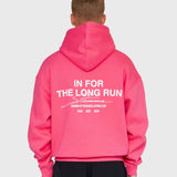 Long Run Hoodie - Hot Pink/White