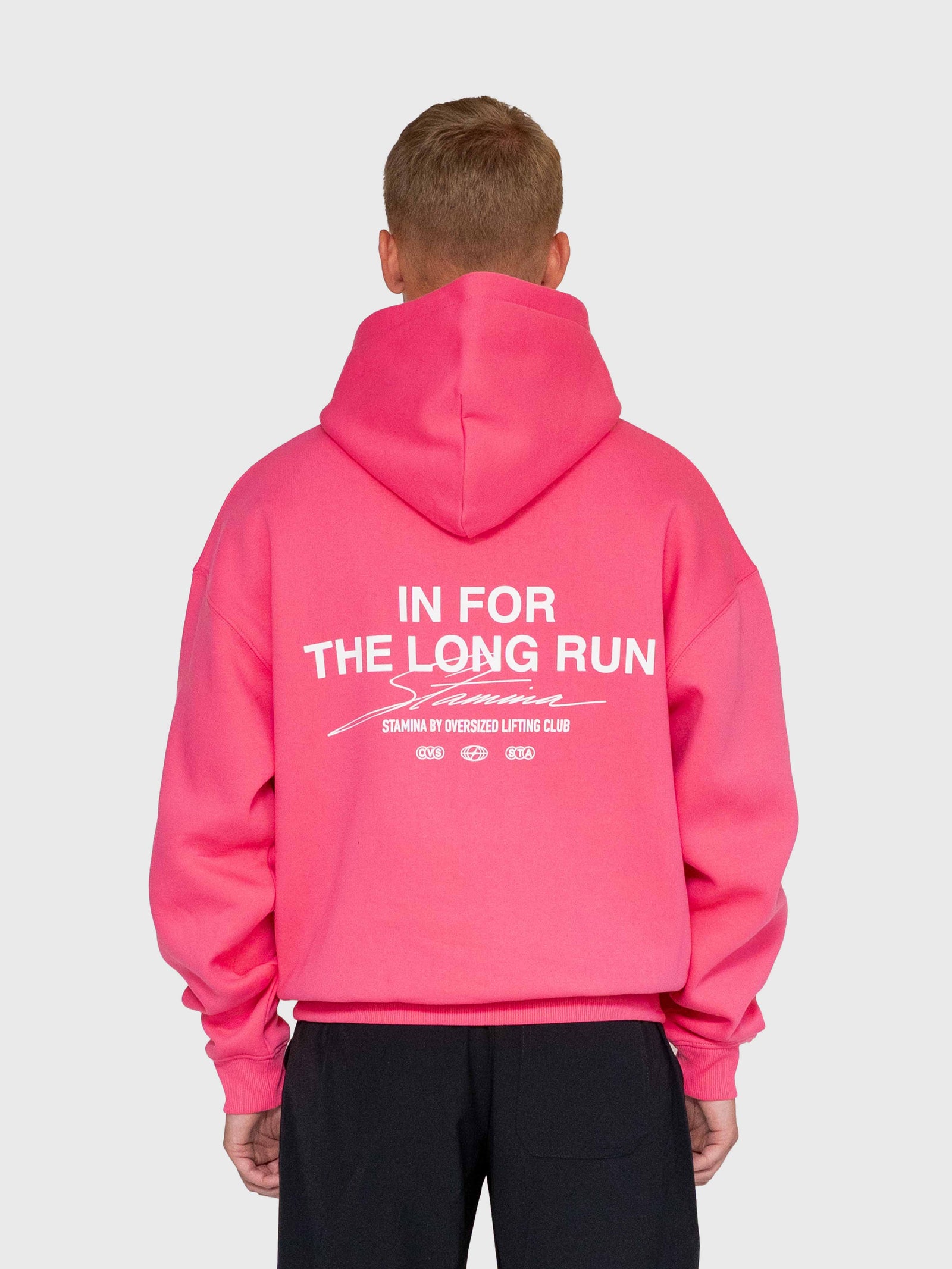 Long Run Hoodie - Hot Pink/White
