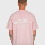 Long Run Box Tee - Pink/White