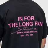Long Run Box Tee - Black/Pink