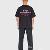 Long Run Box Tee - Black/Pink