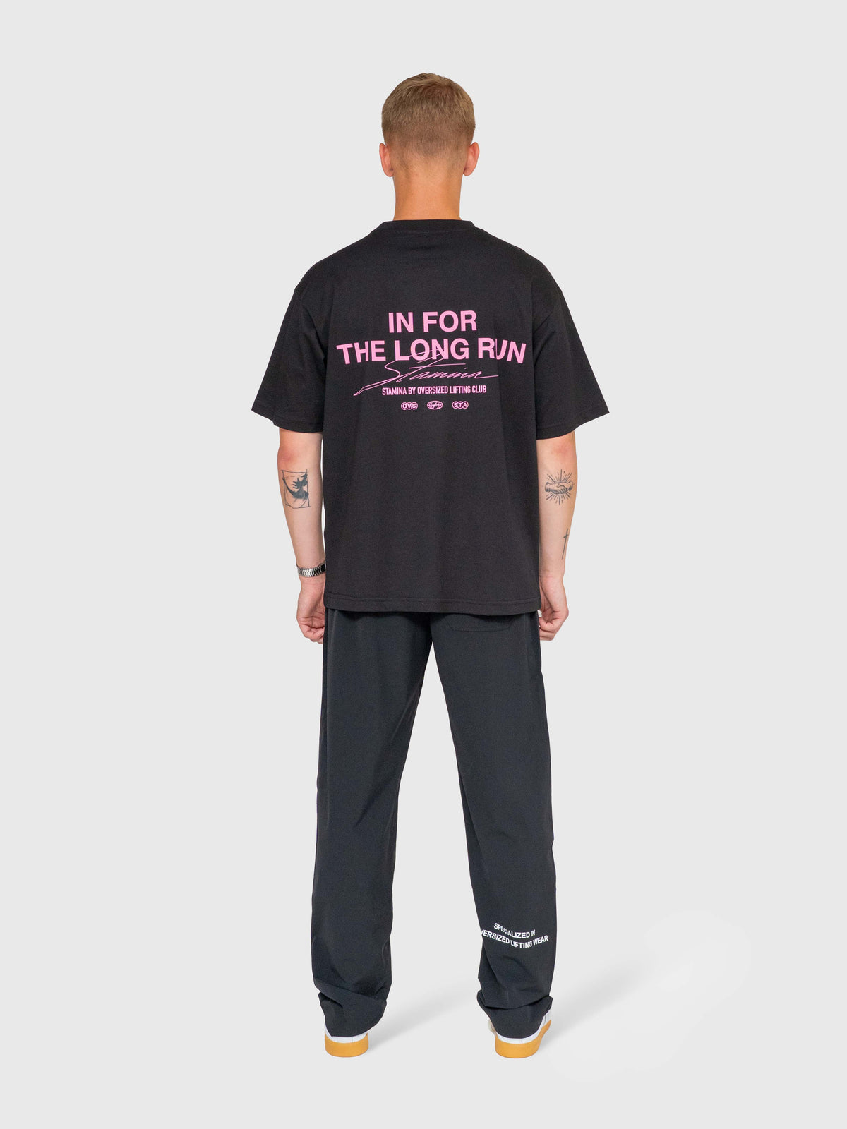 Long Run Box Tee - Black/Pink