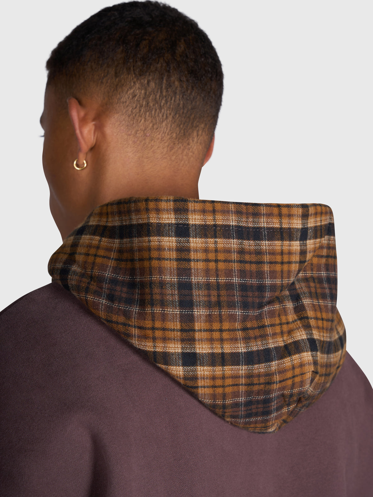 Tartan Appliqué Zip Hoodie - Brown/Brown