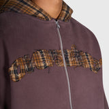Tartan Appliqué Zip Hoodie - Brown/Brown