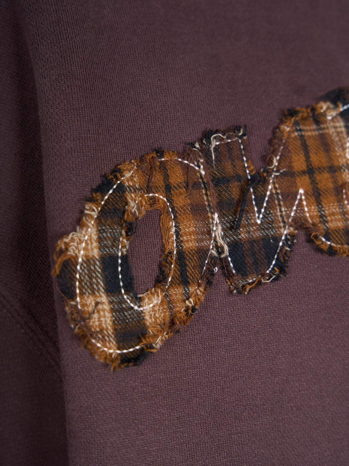 Tartan Appliqué Zip Hoodie - Brown/Brown