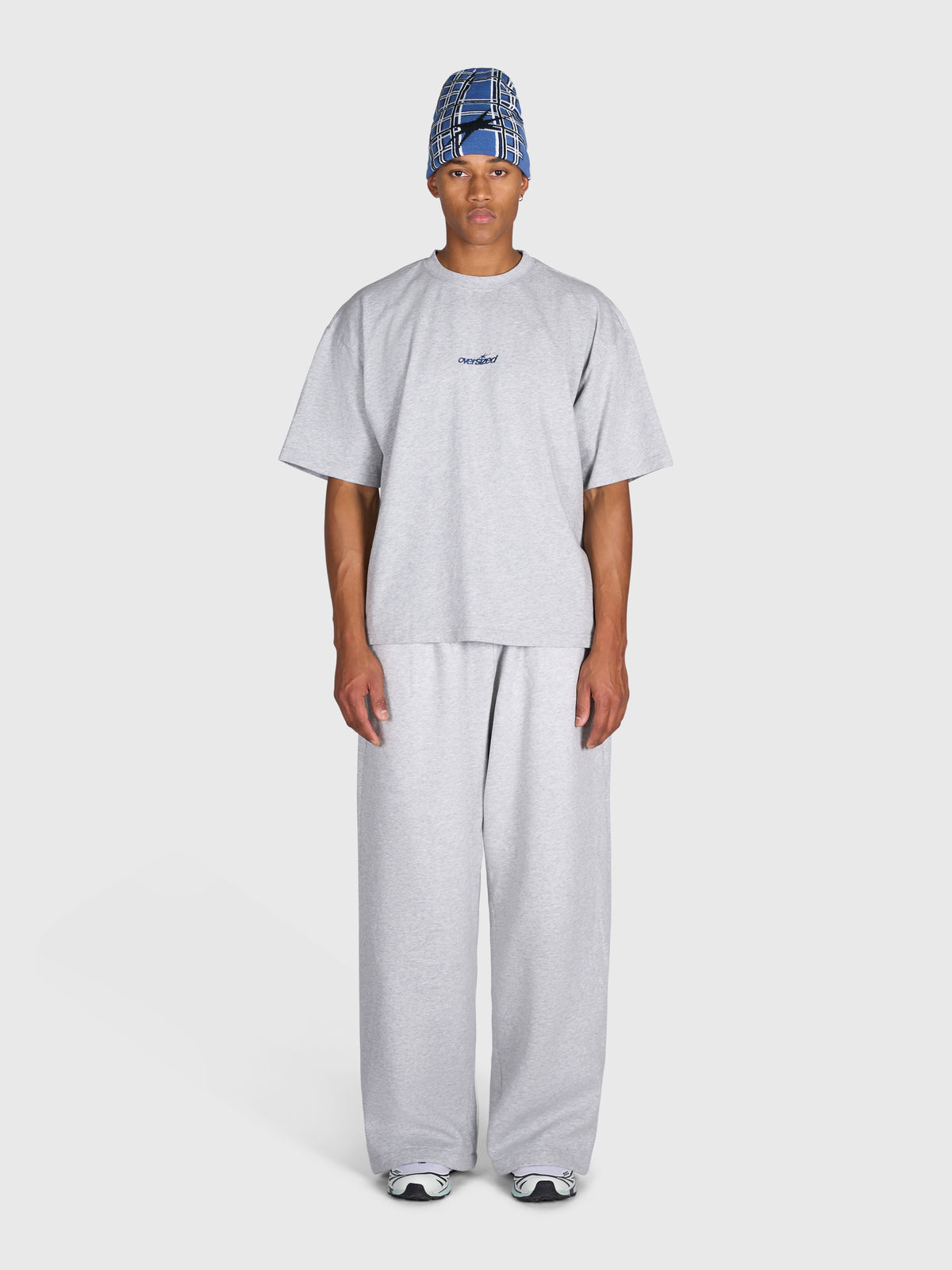 Tartan Baggy Sweatpants - Cloudy Grey/Blue