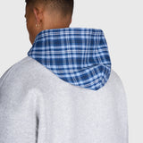 Tartan Applique Zip Hoodie - Cloudy Grey/Blue
